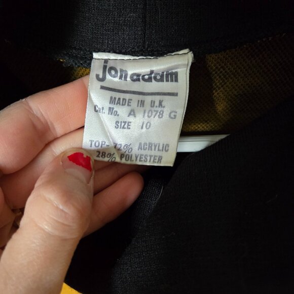 Retro Polka Dot Orange Black Mini Dress ,Turtle Neck - great for fall & winter - Picture 6 of 7